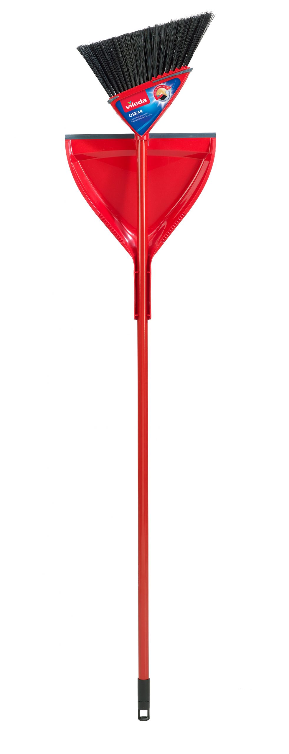 Balai OSKAR angle avec porte poussière clip rouge 10'' DAMI